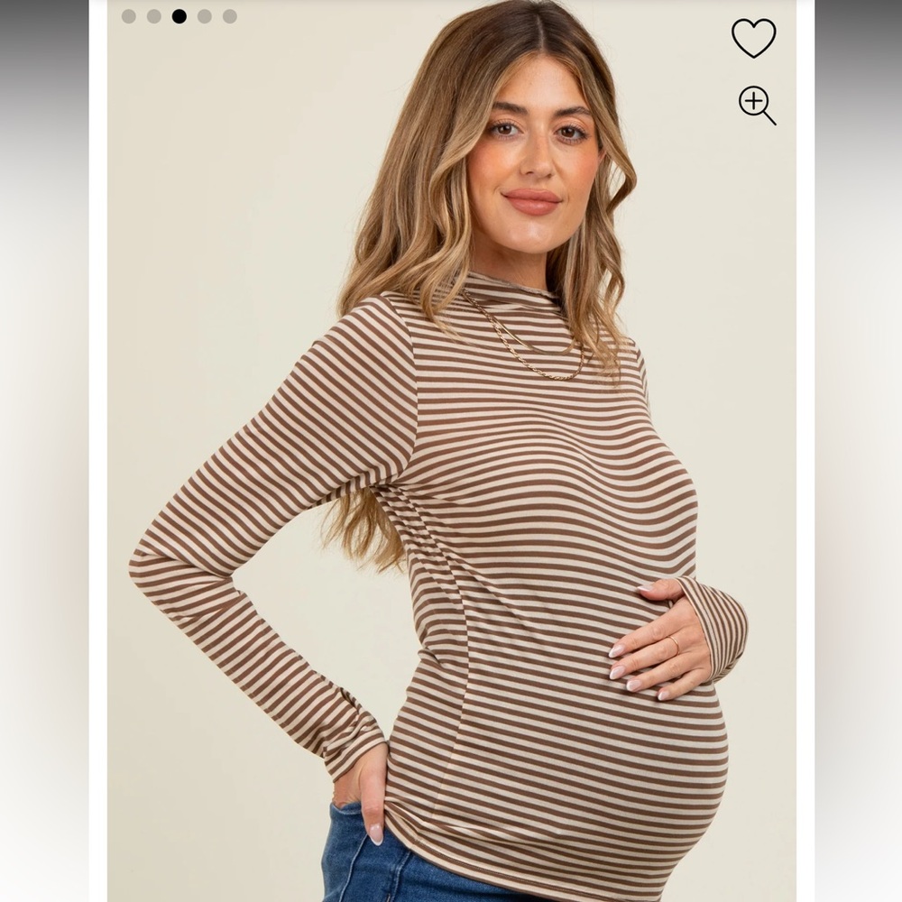 Maternity brown Striped Long Sleeve Top